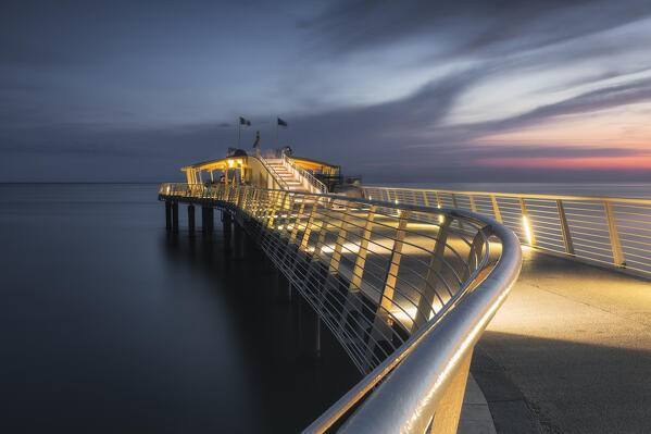 Long exposure on the jetty of Lido di Camaiore, province of Lucca, Versilia, Tuscany, Italy, Europe

