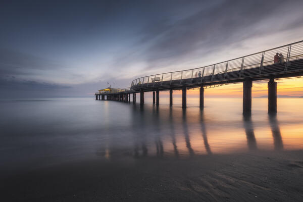Long exposure on the jetty of Lido di Camaiore, province of Lucca, Versilia, Tuscany, Italy, Europe
