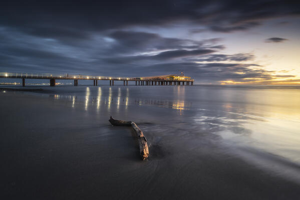 Long exposure on the jetty of Lido di Camaiore, province of Lucca, Versilia, Tuscany, Italy, Europe
