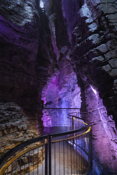 Varone waterfall cave park, municipality of Tenno, province of Trento, Trentino Alto-Adige, Italy, Europe.