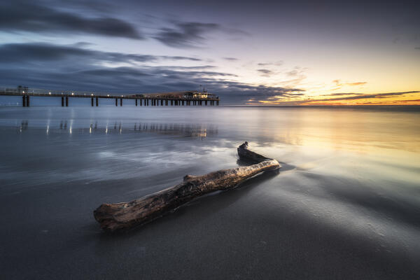 Long exposure on the jetty of Lido di Camaiore, province of Lucca, Versilia, Tuscany, Italy, Europe
