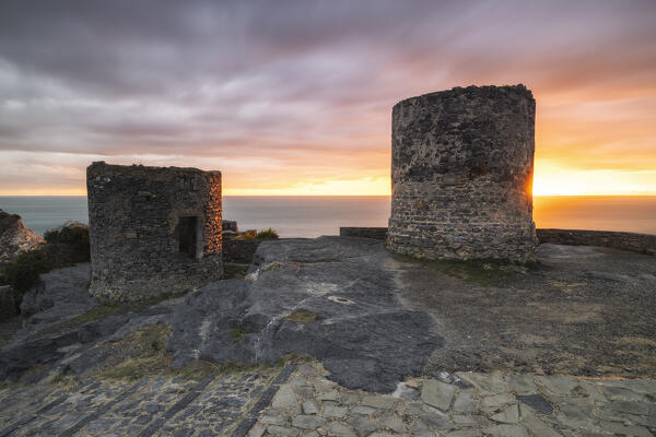 Long exposure at sunset from the mills of Portovenere, La Spezia province, Liguria, Italy, Europe