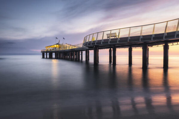 Long exposure on the jetty of Lido di Camaiore, province of Lucca, Versilia, Tuscany, Italy, Europe
