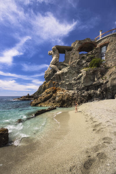 Giant Statue Beach, Monterosso al Mare, Cinque Terre National Park, municipality of Monterosso al Mare, La Spezia province, Liguria district, Italy, Europe