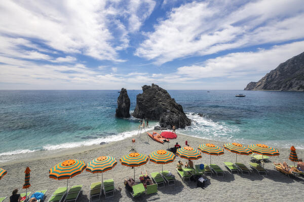Monterosso Rock Beach, Monterosso al Mare, Cinque Terre National Park, municipality of Monterosso al Mare, La Spezia province, Liguria district, Italy, Europe