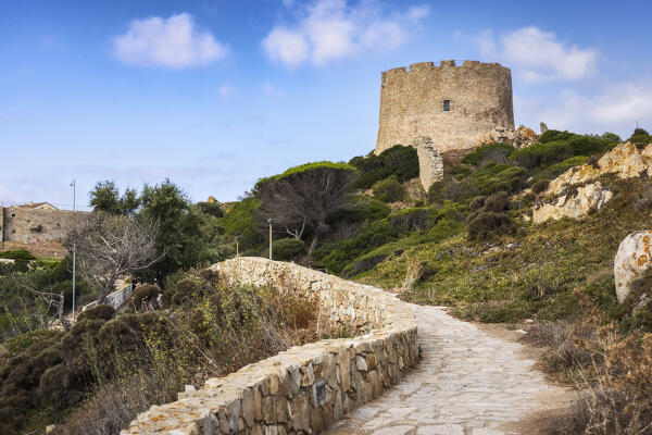 View of the Longosardo Tower, Santa Teresa di Gallura, Sassari province, Sardinia, Italy, Europe.