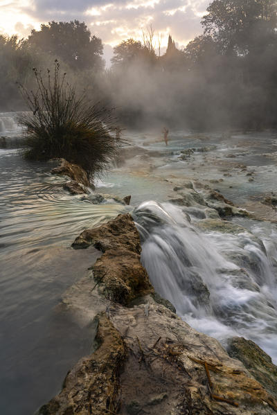 Cascate del Mulino, natural pools of thermal water. Saturnia, Grosseto, Tuscany, Italy, Europe