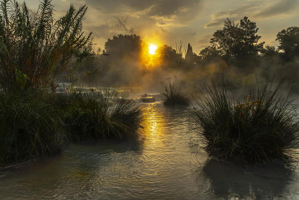 Cascate del Mulino, natural pools of thermal water. Saturnia, Grosseto, Tuscany, Italy, Europe