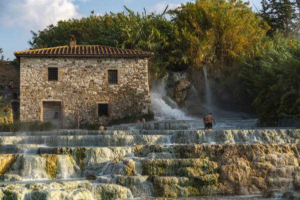 Cascate del Mulino, natural pools of thermal water. Saturnia, Grosseto, Tuscany, Italy, Europe
