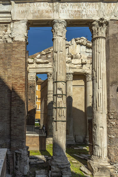 The Portico of Octavia (porticus Octaviae) is a monumental complex of ancient Rome, built at the entrance to the Jewish ghetto. Rome, Lazio, Italy, Europe