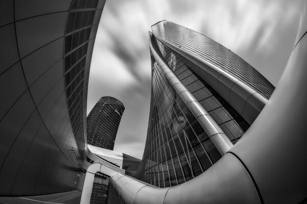 the Italian skyscrapers Generali Tower and Libeskind Tower in Milano Citylife, Lombardia, Italy