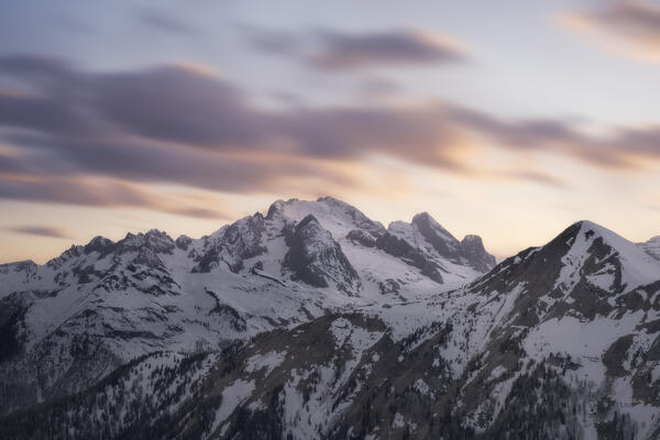Marmolada, Dolomiti's Queen, famous mountain with a glacier, the higher rock of Dolomiti with 3.343 m, Belluno, Trento, Trentino Alto Adige, Veneto, Italia 