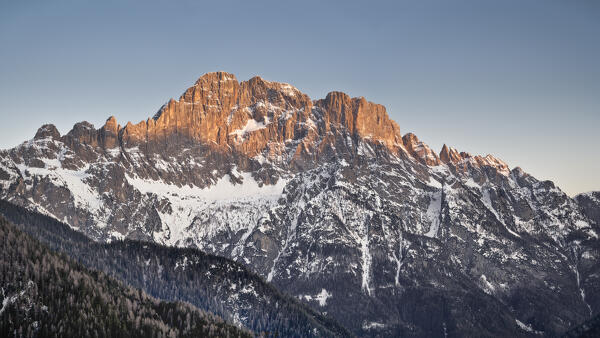 Sunset in Monte Civetta, part of Dolomiti di Zoldo, Unesco Heritage, natural frame for the town of Alleghe, Belluno, Veneto, Iltay