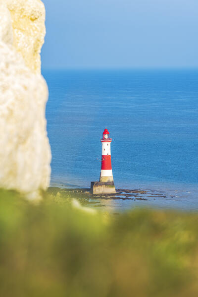 The white cliffs of East Sussex and Beachy Head Lighthouse, Seven Sisters Country Park, South Downs National Park, Sussex, England, United Kingdom, Europe