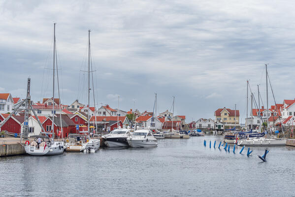 View of the harbour of the island of Astol, Tjorn municipality, Vastra Gotaland, Bohuslan, Sweden, Scandinavia, Europe