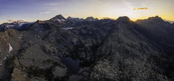 Panoramic Aerial view of Mont Avic Park, Aosta province, Valle D'Aosta, Italy, Europe.