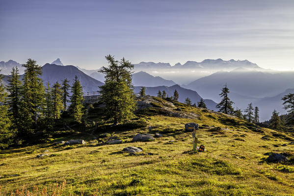 View of Mont Avic Park at sunrise, Aosta province, Valle D'Aosta, Italy, Europe.