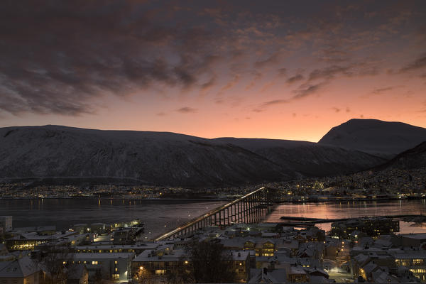 Sunrise over Tromso - Troms county, Europe, Norway.