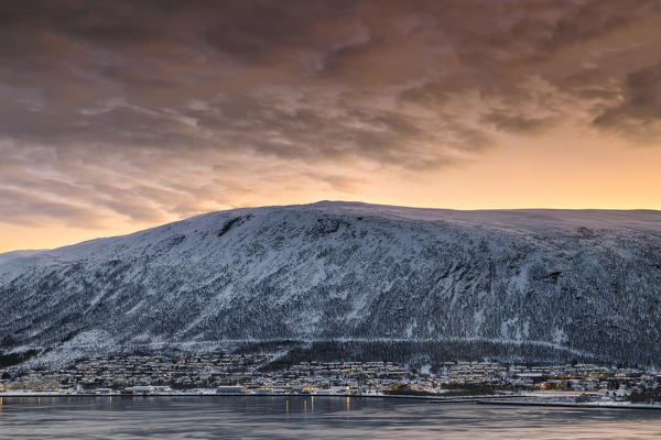 Sunrise over Tromso - Troms county, Europe, Norway.