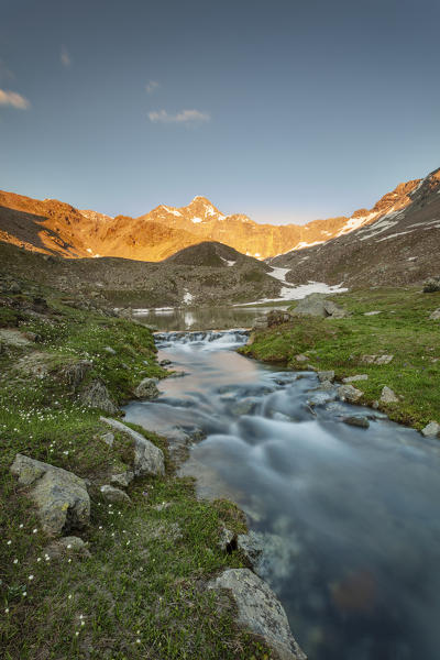View from the lake Arbolle - Basin Arbolle, Mount Emilius, Pila, Aosta Valley, Italian alps, Italy