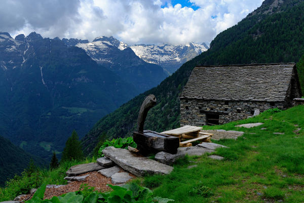 Mountain Hut at Alpe Efra, Val Verzasca, Canton Ticino, Switzerland, Europe