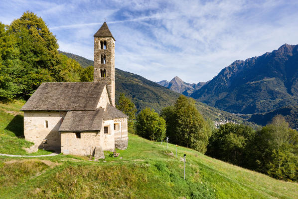 San Carlo di Negrentino church in Leontica, Acquarossa, Valle di Blenio, Canton Ticino, Switzerland, Europe