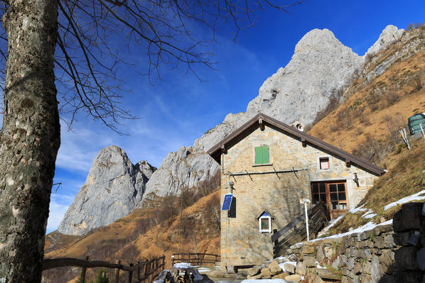 Rifugio Elisa hut in Grigne Group, Mandello del Lario, Province of Lecco, Lombardy, Italy, Europe