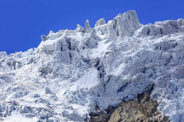 Details on ice formations of Buer Glacier in Folgefonna National Park, Odda, Hordaland, Norway