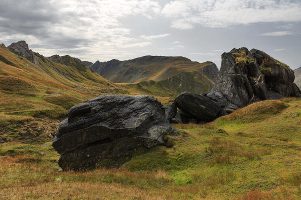 Particular volcanic formations near Passo di Gana Negra, Blenio valley, Canton Ticino, Switzerland, Europe