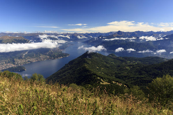 View on Como Lake from Monte San Primo, Triangolo Lariano, Bellagio, Province of Como, Lombardy, Italy