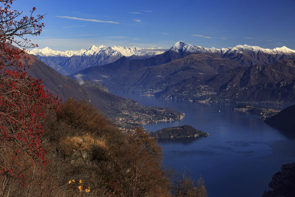 View on Como Lake (Lenno and Bellagio) from Monte Comana, Argegno, Province of Como, Lombardy, Italy