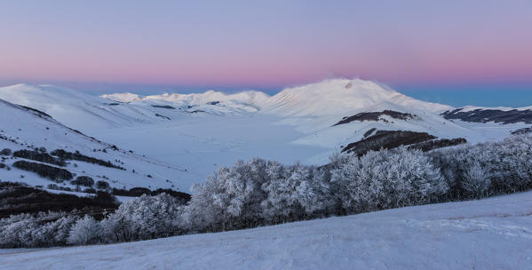 Piano Grande of Castelluccio di Norcia in winter, Sibillini mountains NP, Umbria, Italy
