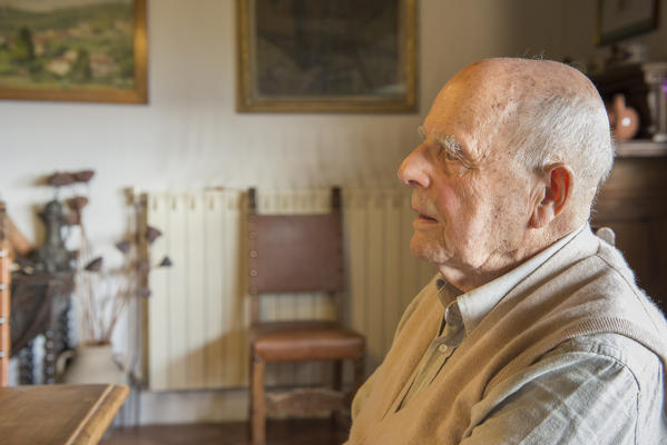 Fabio Clauser, creator and founder of the Sasso Fratino Integral Reserve, the first one in Italy, in his house, Pratovecchio, Tuscany district, Italy
