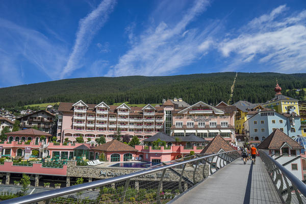 The town of Ortisei, famous for its carvers, in Summer, Ortisei, Gardena Valley, Sud Tirol district, Dolomites, Italy