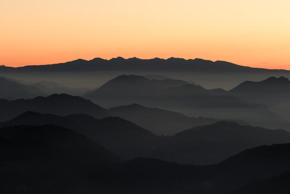 Brescia, Lombardy, Italy. Mountains silhouette.