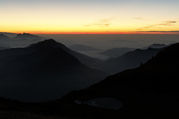 Brescia, Lombardy, Italy. Mountains silhouette.