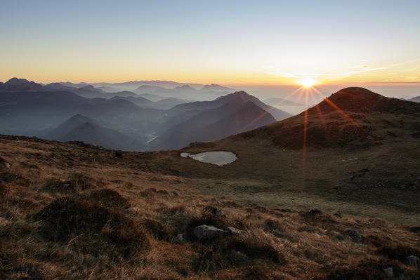 Brescia, Lombardy, Italy. Sunrise from Guglielmo peak.