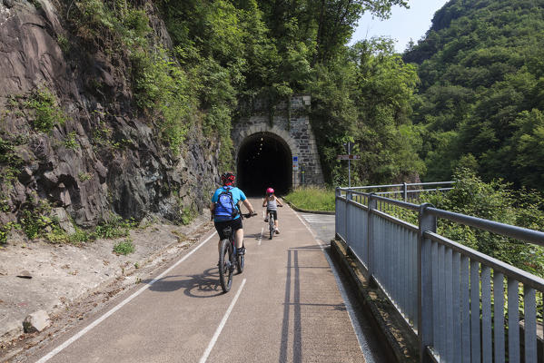 Brembana valley, Lombardy, Italy. Brembana valley cycle path