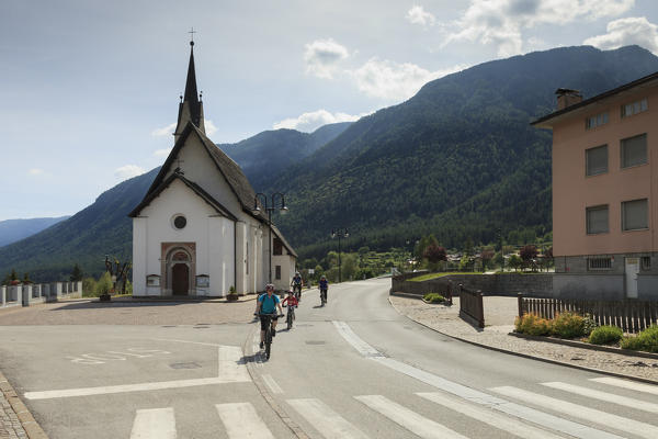 Sole valley, Trentino, Italy. Sole valley cycle path