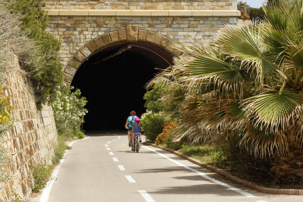 Liguria, Italy. Cycling Riviera cycleway 