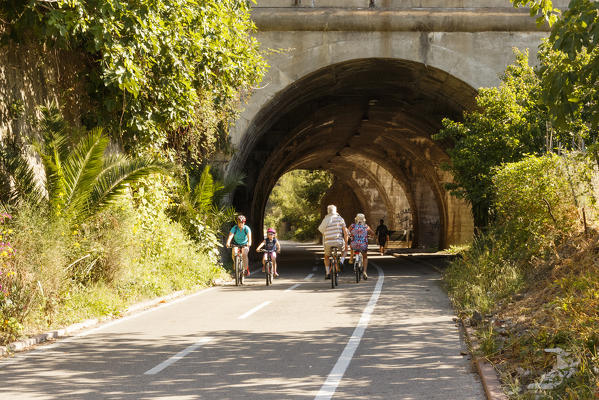 Liguria, Italy. Cycling Riviera cycleway 