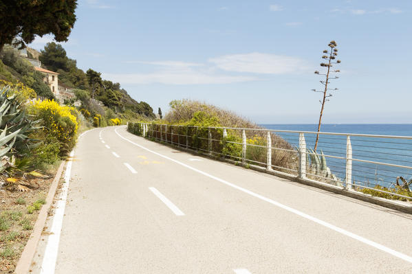 Liguria, Italy. Cycling Riviera cycleway 