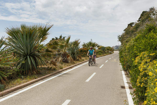 Liguria, Italy. Cycling Riviera cycleway 