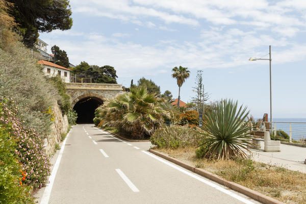 Liguria, Italy. Cycling Riviera cycleway 