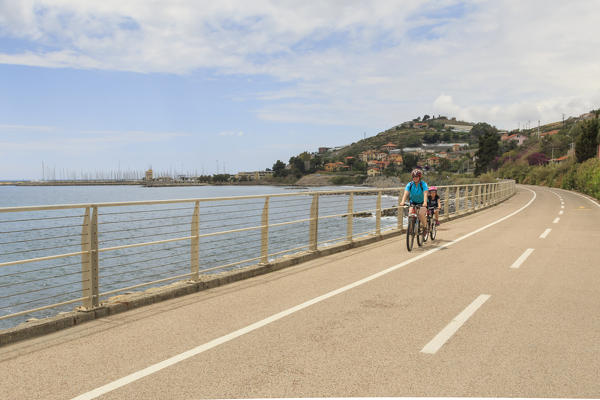Liguria, Italy. Cycling Riviera cycleway 