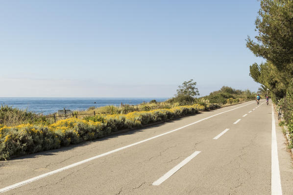 Liguria, Italy. Cycling Riviera cycleway 