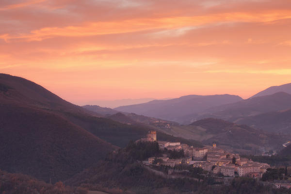 Europe, Italy, Umbria, Perugia district.
Nocera Umbra at sunset