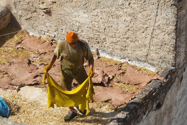 North Africa,Morocco,Fes district,Fez Tannery,Chouara Tannery. Leather processing