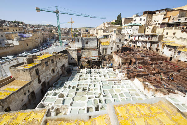 North Africa,Morocco,Fes district,Fez Tannery,Chouara Tannery. Leather processing
