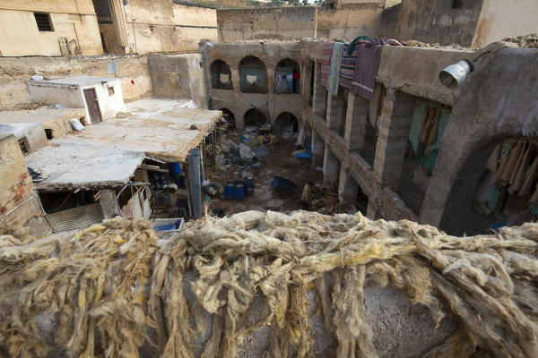 North Africa,Morocco,Fes district,Fez Tannery,Chouara Tannery. Leather processing
